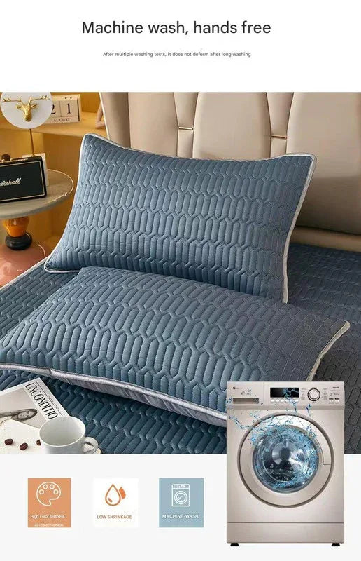 Cyan Cooling latex texture Pillowcase Set - Latex Feeling, Solid Color, 48x74cm (Pair) - Mekamart Australia