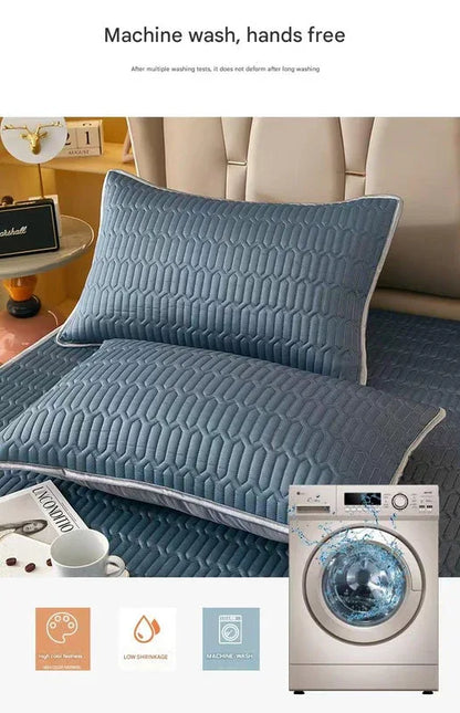 Cyan Cooling latex texture Pillowcase Set - Latex Feeling, Solid Color, 48x74cm (Pair) - Mekamart Australia