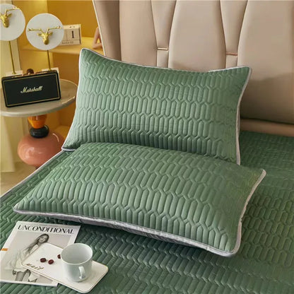 Dark Green Cooling latex texture Pillowcase Set - Latex Feeling, Solid Color, 48x74cm (Pair) - Mekamart Australia