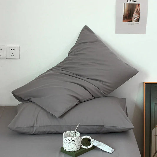 Grey 100% Cotton Pillowcase Set - Envelope Closure(without pillow core) - Mekamart Australia