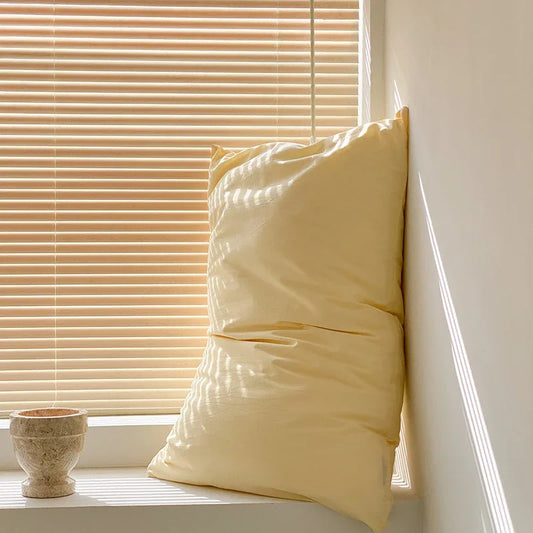 Light Yellow 100% Cotton Pillowcase Set - Envelope Closure(without pillow core) - Mekamart Australia