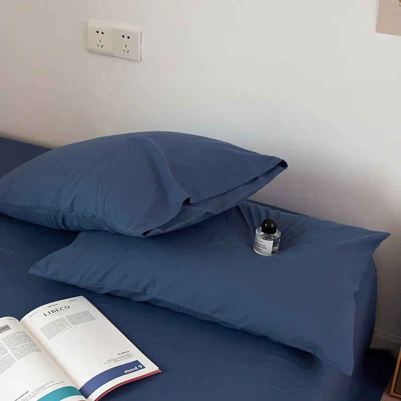 Dark Blue 100% Cotton Pillowcase Set - Envelope Closure(without pillow core) - Mekamart Australia