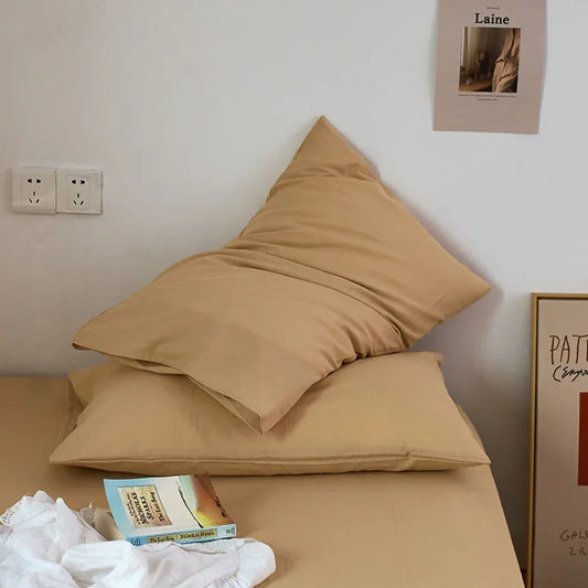 Light Khaki 100% Cotton Pillowcase Set - Envelope Closure(without pillow core) - Mekamart Australia