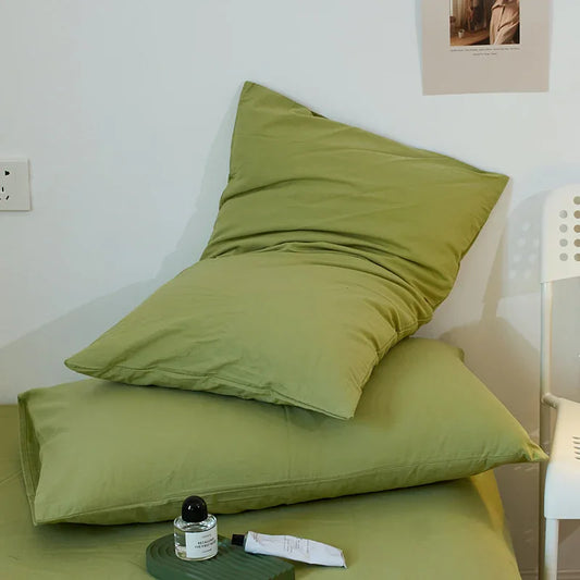 Green 100% Cotton Pillowcase Set - Envelope Closure(without pillow core) - Mekamart Australia