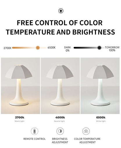 Blue And White Nordic Umbrella Mushroom Table Lamp - Dimmable Ambient Light