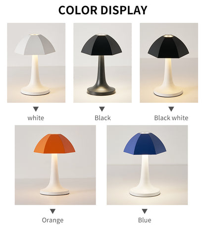 Black Nordic Umbrella Mushroom Table Lamp - Dimmable Ambient Light