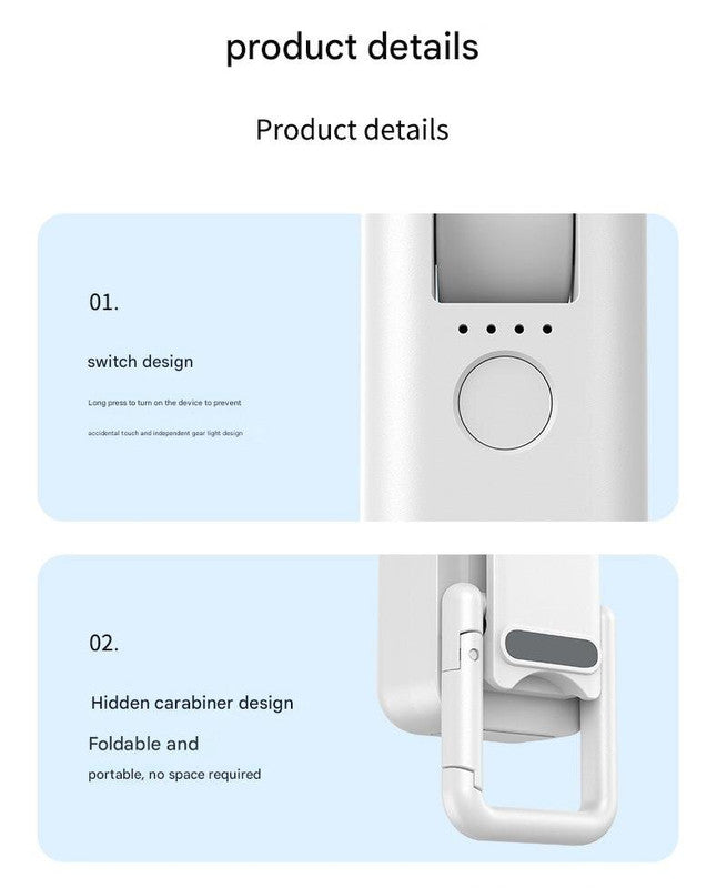 Black Dual-Blade Portable Neck Fan - Rechargeable USB Fan with Carabiner