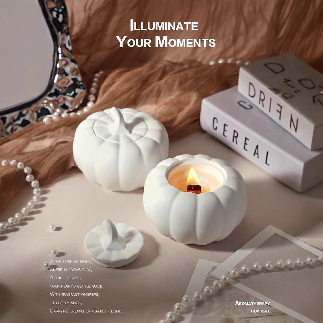 (Lime Basil Citrus)Ceramic Pumpkin Candle with Lid - Home Decor and Gift Ideas