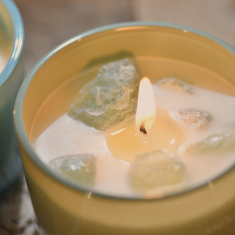 3 PCS (Gardenia)Macaron Crystal Stone Scented Candle - Aromatherapy Gift