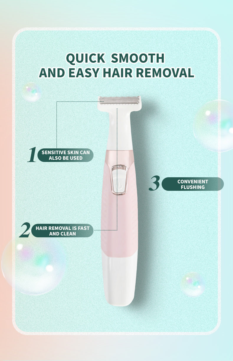 Blue Electric Shaver for Women - USB Rechargeable, Painless Hair Removal