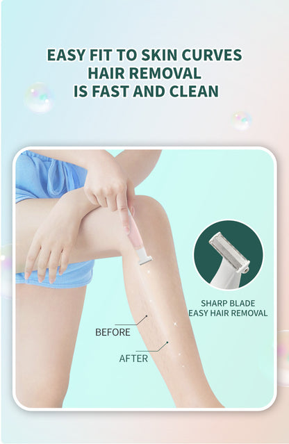 Blue Electric Shaver for Women - USB Rechargeable, Painless Hair Removal