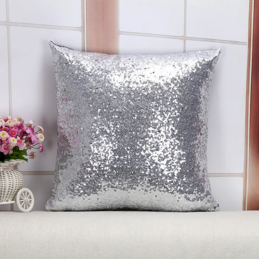 Shiny Sequin Pillowcase - Single-sided gorgeous pillowcase (Silver pair: 45x45cm) - Mekamart Australia