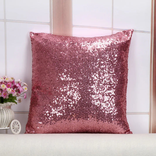 Shiny Sequin Pillowcase - Single-sided gorgeous pillowcase (Pink pair: 40x40cm) - Mekamart Australia