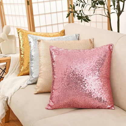 Shiny Sequin Pillowcase - Single-sided gorgeous pillowcase (Pink pair: 40x40cm) - Mekamart Australia