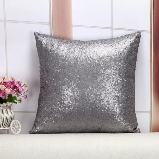 Shiny Sequin Pillowcase - Single-sided gorgeous pillowcase (Gray pair: 40x40cm) - Mekamart Australia