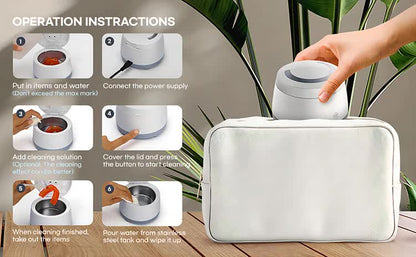 White Ultrasonic Cleaner with UV Light for Dentures, Aligners & Jewelry