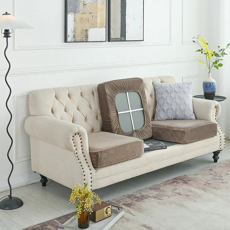 2 Pcs Brown Elegant Polyester Sofa Cover - Full Protection Against Cat Scratches & Wear - Mekamart Australia