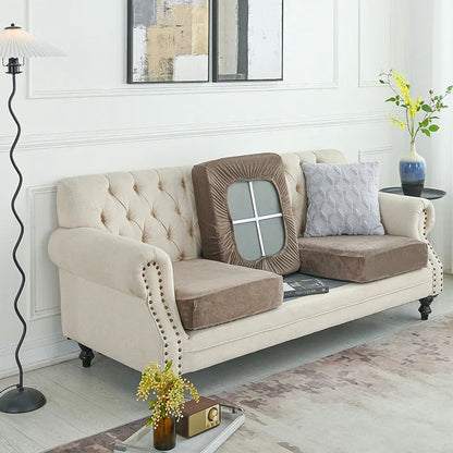 2 Pcs Brown Elegant Polyester Sofa Cover - Full Protection Against Cat Scratches & Wear - Mekamart Australia