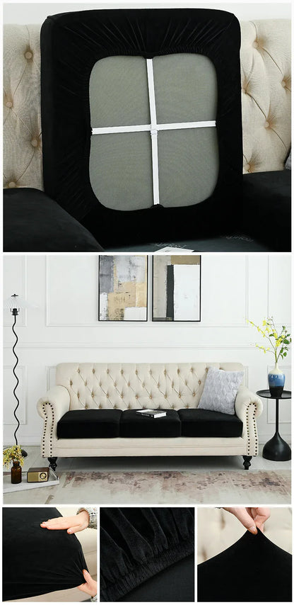 2 Pcs Black Elegant Polyester Sofa Cover - Full Protection Against Cat Scratches & Wear - Mekamart Australia