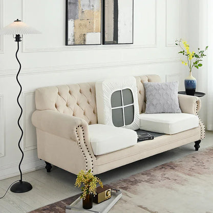 2 Pcs White Elegant Polyester Sofa Cover - Full Protection Against Cat Scratches & Wear