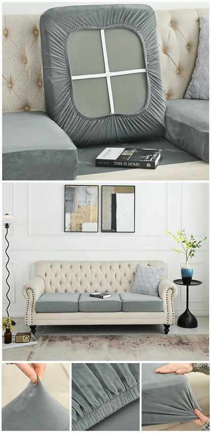 2 Pcs Grey Elegant Polyester Sofa Cover - Full Protection Against Cat Scratches & Wear