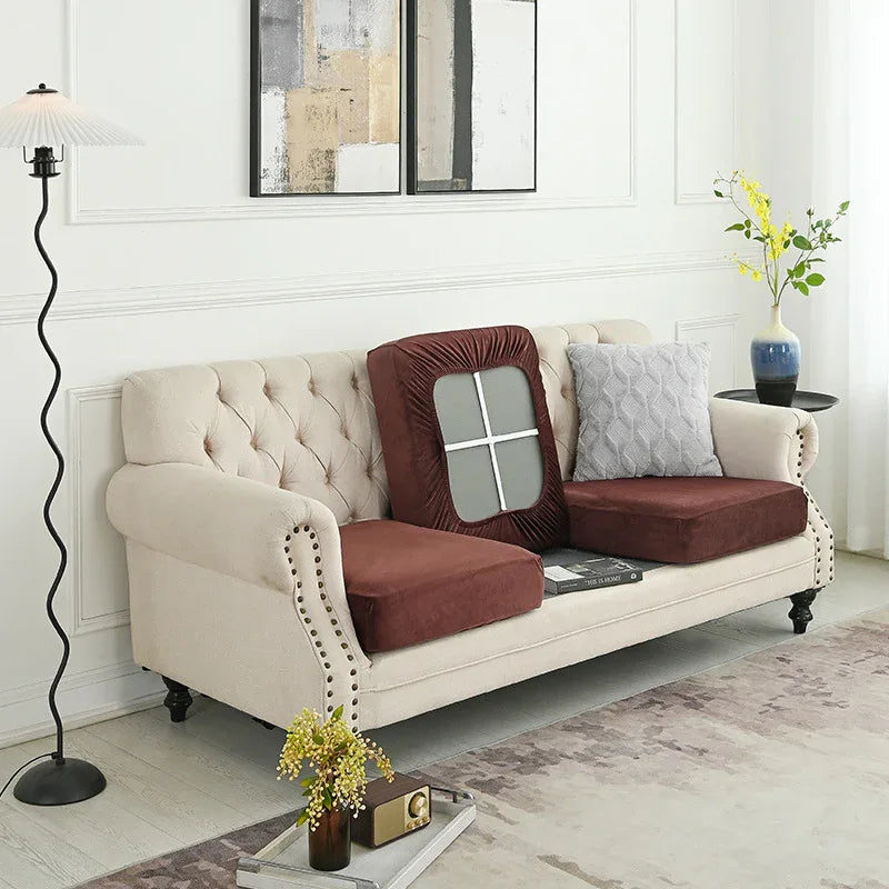 2 Pcs Coffee Elegant Polyester Sofa Cover - Full Protection Against Cat Scratches & Wear - Mekamart Australia