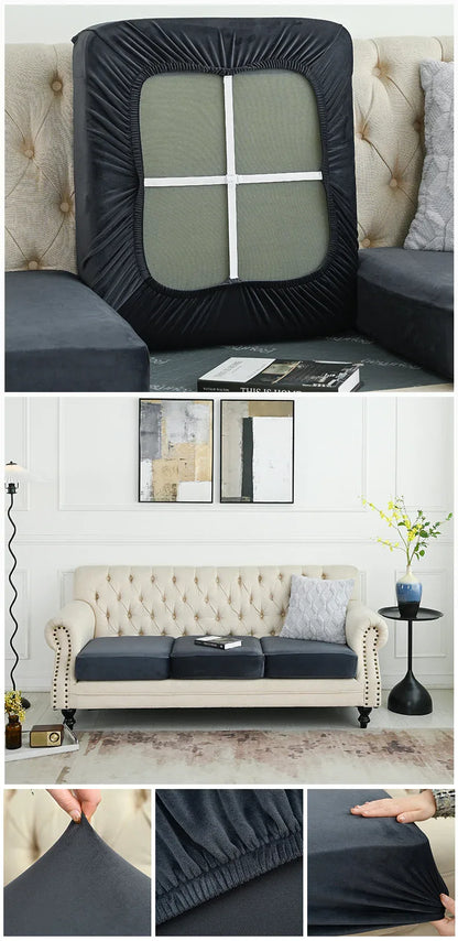 2 Pcs Dark Grey Elegant Polyester Sofa Cover - Full Protection Against Cat Scratches & Wear