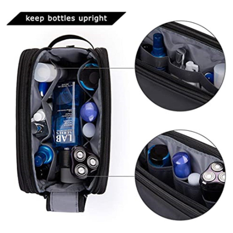Black Stylish Waterproof Travel Toiletry Bag Organizer - Large Capacity Shaving Kit & Makeup Case(Makeup is a prop for shooting and is not included)