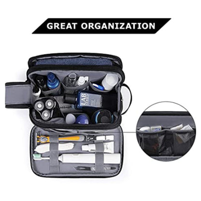 Grey Stylish Waterproof Travel Toiletry Bag Organizer - Large Capacity Shaving Kit & Makeup Case(Makeup is a prop for shooting and is not included)