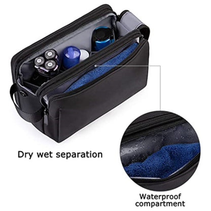 Grey Stylish Waterproof Travel Toiletry Bag Organizer - Large Capacity Shaving Kit & Makeup Case(Makeup is a prop for shooting and is not included)