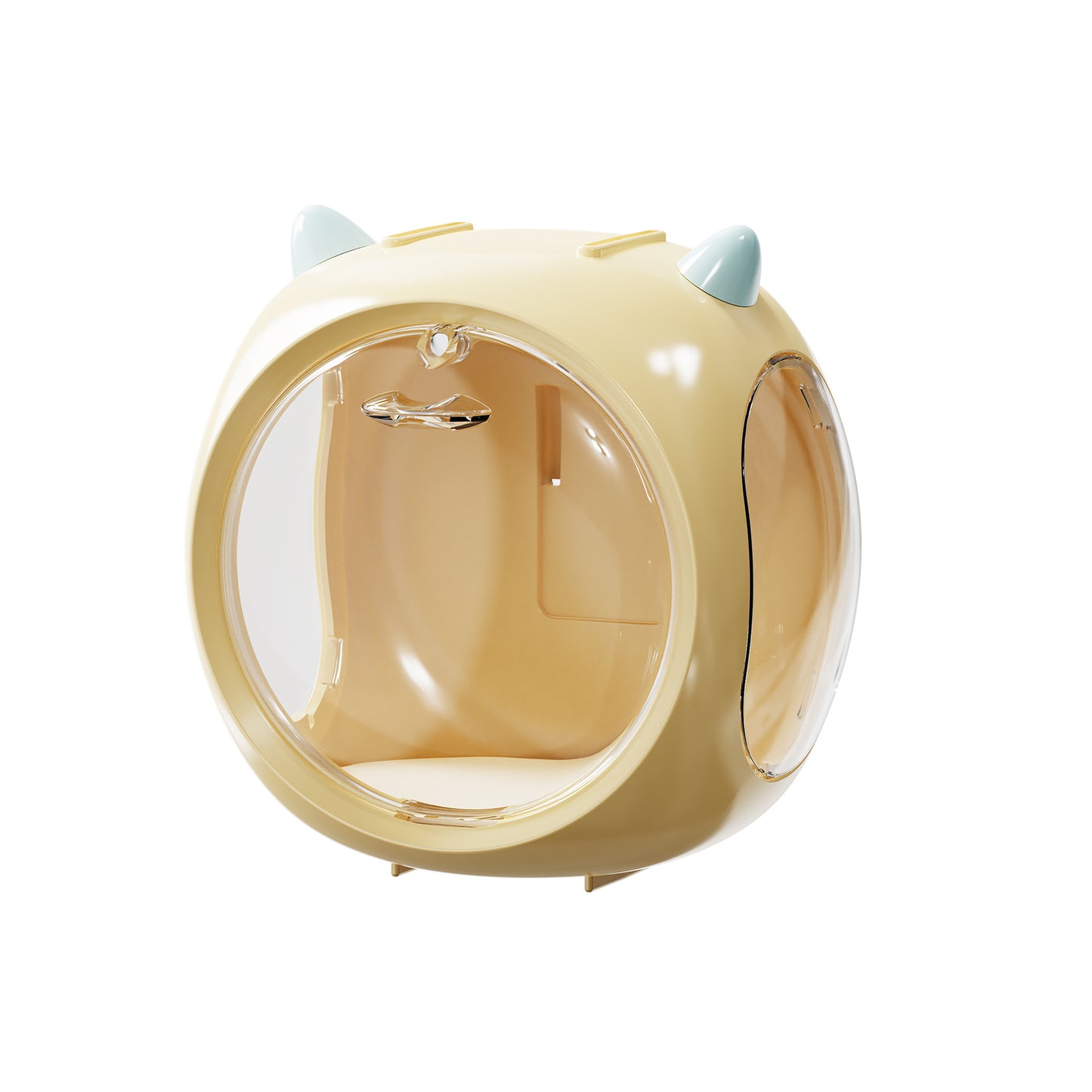 Yellow And Blue Horn Acrylic Blind Box Display Case - Transparent Dustproof Storage for Figures and Collectibles(The model is a shooting prop and is not included)