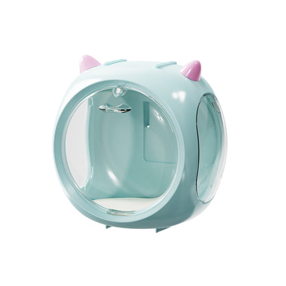 Blue And Purple Horn Acrylic Blind Box Display Case - Transparent Dustproof Storage for Figures and Collectibles(The model is a shooting prop and is not included)