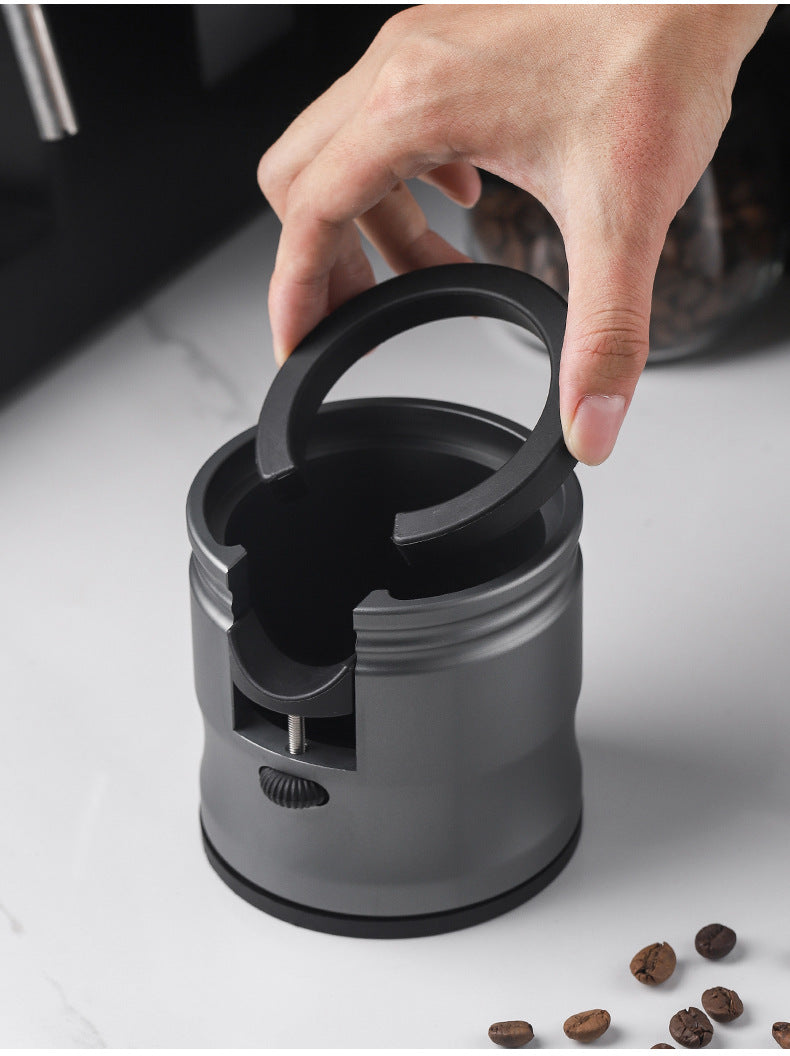 Dark Grey Diamond Professional Aluminum Espresso Tamping Station - Adjustable Portafilter Holder Stand