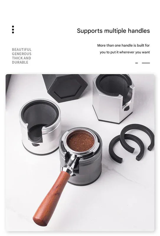 Silver Diamond Professional Aluminum Espresso Tamping Station - Adjustable Portafilter Holder Stand - Mekamart Australia