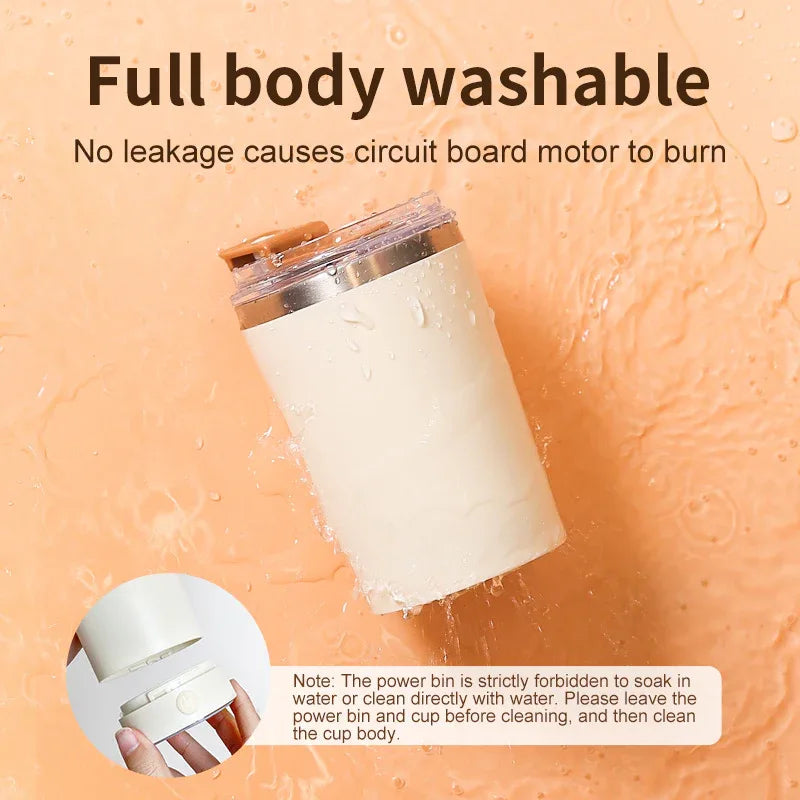 Dark Blue 316 Stainless Steel Rechargeable Electric Self-Stirring Mug - 420ml Automatic Mixing Cup with Magnetic Rotor