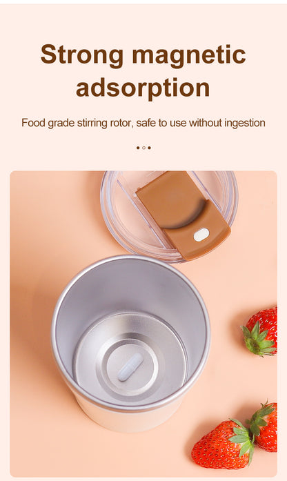 Dark Blue 316 Stainless Steel Rechargeable Electric Self-Stirring Mug - 420ml Automatic Mixing Cup with Magnetic Rotor