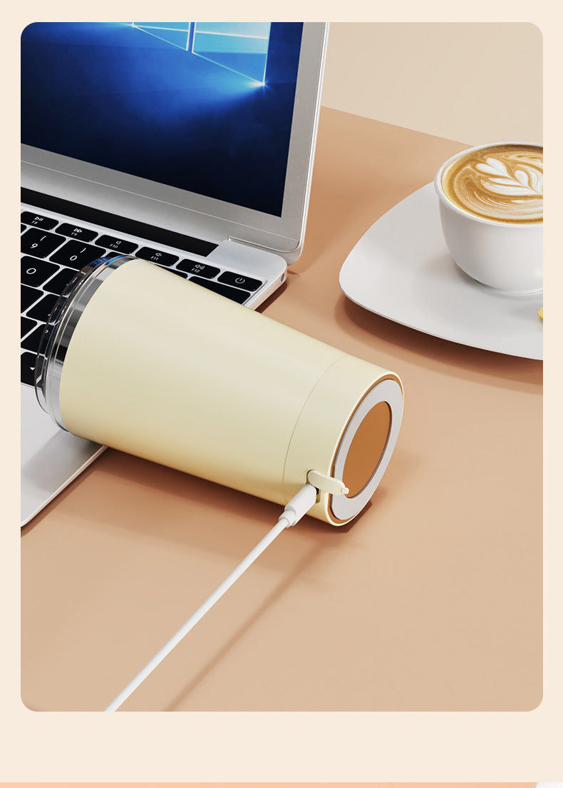 Dark Blue 316 Stainless Steel Rechargeable Electric Self-Stirring Mug - 420ml Automatic Mixing Cup with Magnetic Rotor
