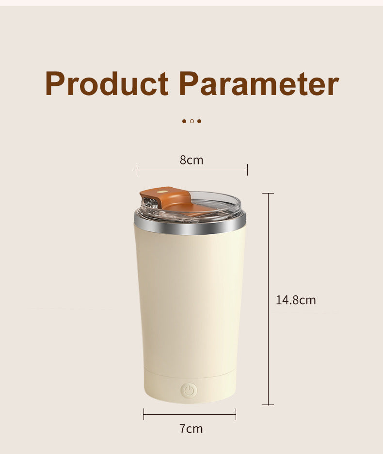 Dark Blue 316 Stainless Steel Rechargeable Electric Self-Stirring Mug - 420ml Automatic Mixing Cup with Magnetic Rotor