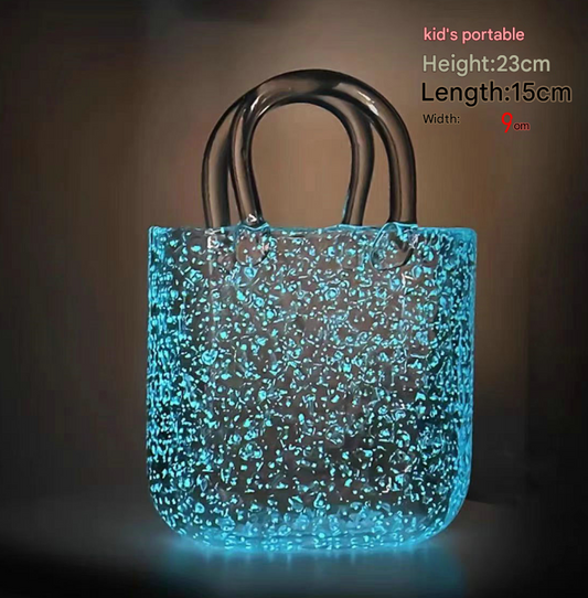 Small Tote Bubble Bag Luminous INS-Style Glass Vase Modern Minimalist Hydroponic Flower Holder Creative Desktop Decorative Floral Arrangement