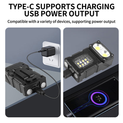 COB+LED Work Light with Digital Display - 180 Degree Rotatable Magnetic Emergency Flashlight with Warning Modes