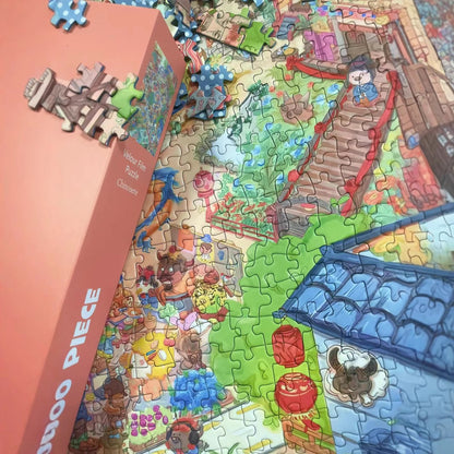 Chinese style 1000-Piece Fine Art Jigsaw Puzzle - Premium Blue Cardboard Puzzle for Adults