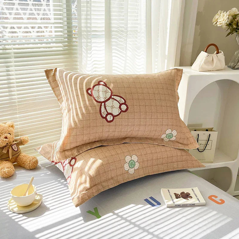 Inspirational Bear 100% Cotton Pillowcase Set (Pack of 2) - Breathable Standard Size 48x74cm Pure Cotton Pillow Covers - Mekamart Australia