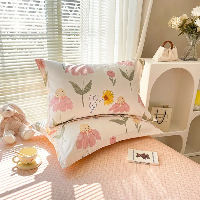 Rabbit 100% Cotton Pillowcase Set (Pack of 2) - Breathable Standard Size 48x74cm Pure Cotton Pillow Covers - Mekamart Australia