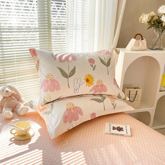 Rabbit 100% Cotton Pillowcase Set (Pack of 2) - Breathable Standard Size 48x74cm Pure Cotton Pillow Covers - Mekamart Australia