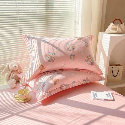 Yu Beauty - Pink 100% Cotton Pillowcase Set (Pack of 2) - Breathable Standard Size 48x74cm Pure Cotton Pillow Covers - Mekamart Australia