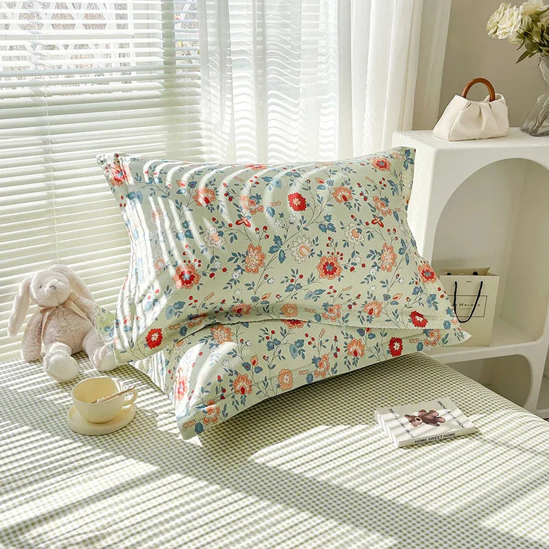 Fragrant Flowers 100% Cotton Pillowcase Set (Pack of 2) - Breathable Standard Size 48x74cm Pure Cotton Pillow Covers - Mekamart Australia