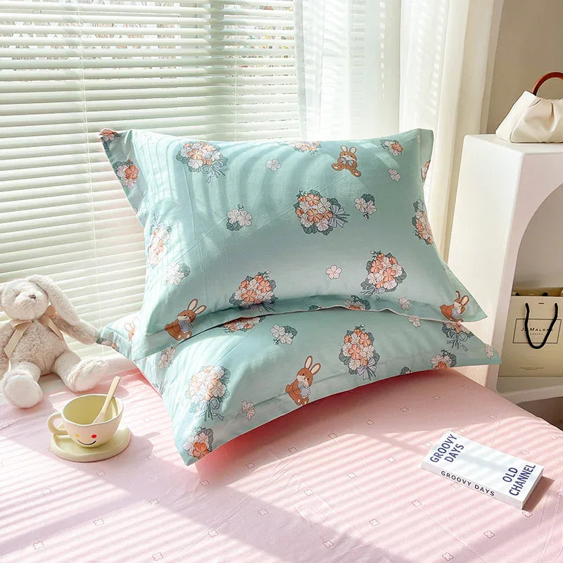 Yu Beauty - Blue 100% Cotton Pillowcase Set (Pack of 2) - Breathable Standard Size 48x74cm Pure Cotton Pillow Covers - Mekamart Australia