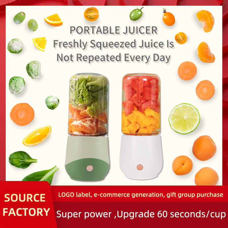 White Compact Portable Blender - USB Rechargeable Mini Juicer Cup with 4 Blades