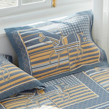 Horse Race Stallion Premium 6-Layer Cotton Gauze Pillowcase Pair - Ultra Soft & Breathable (56x80cm) - Mekamart Australia