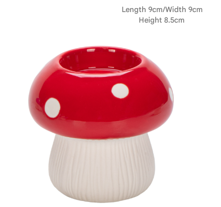 Small Size Red Whimsical Ceramic Mushroom Vase - Decorative Floral & Hydroponic Planter